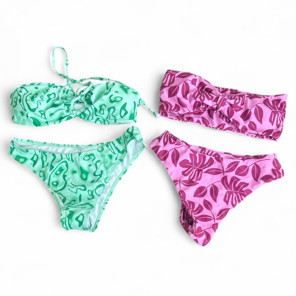 SHEIN Green and Pink Bikini Set